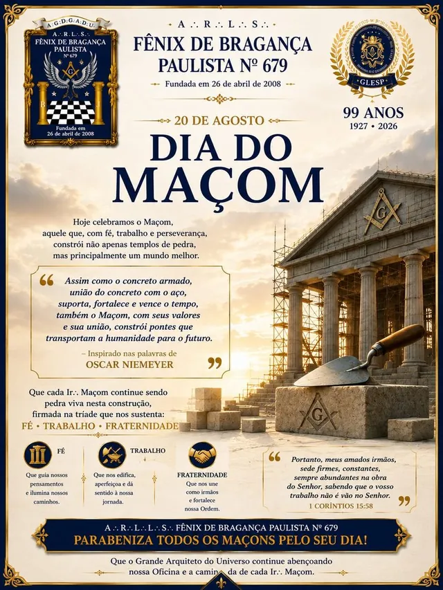 Arte: 20 de agosto, Dia do Maçom